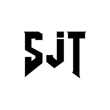 Teknoloji şirketi için SJT harf logosu tasarımı. SJT logo tasarımı siyah ve beyaz renk kombinasyonu. SJT logosu, SJT vektörü, SJT tasarımı, SJT simgesi, SJT alfabesi. SJT tipografi logosu tasarımı