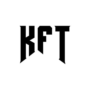Teknoloji şirketi için KFT harf logosu tasarımı. KFT logo tasarımı siyah ve beyaz renk kombinasyonu. KFT logosu, KFT vektörü, KFT tasarımı, KFT simgesi, KFT alfabesi. KFT tipografi logo tasarımı
