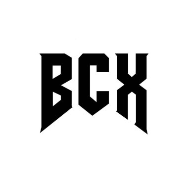 BCX letter logo design for technology company. BCX logo design black and white color combination. BCX logo, BCX vector, BCX design, BCX icon, BCX alphabet. BCX typography logo design. clipart