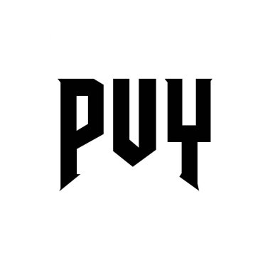 PUY mektup logosu tasarımı teknoloji şirketi için. PUY logo tasarımı siyah ve beyaz renk kombinasyonu. PUY logosu, PUY vektörü, PUY tasarımı, PUY simgesi, PUY alfabesi. PUY tipografi logosu tasarımı