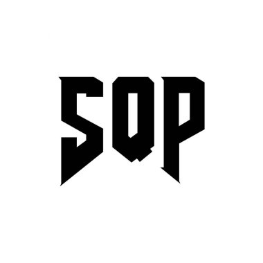 Teknoloji şirketi için SQP harf logosu tasarımı. SQP logo tasarımı siyah ve beyaz renk kombinasyonu. SQP logosu, SQP vektörü, SQP tasarımı, SQP simgesi, SQP alfabesi. SQP tipografi logosu tasarımı