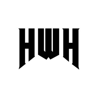 Teknoloji şirketi için HWH mektup logosu tasarımı. HWH logo tasarımı siyah ve beyaz renk kombinasyonu. HWH logosu, HWH vektörü, HWH dizaynı, HWH simgesi, HWH alfabesi. HWH tipografi logosu tasarımı