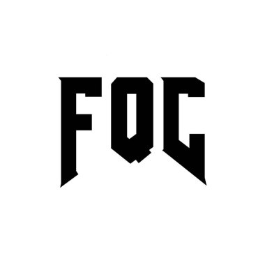 FQC letter logo design for technology company. FQC logo design black and white color combination. FQC logo, FQC vector, FQC design, FQC icon, FQC alphabet. FQC typography logo design clipart