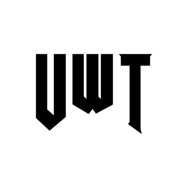Teknoloji şirketi için UWT harf logosu tasarımı. UWT logo tasarımı siyah ve beyaz renk kombinasyonu. UWT logosu, UWT vektörü, UWT tasarımı, UWT simgesi, UWT alfabesi. UWT tipografi logosu tasarımı