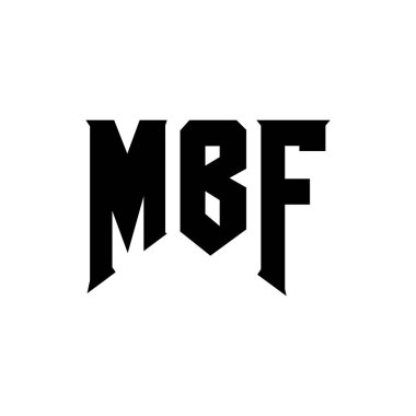 Teknoloji şirketi için MBF mektup logosu tasarımı. MBF logo tasarımı siyah ve beyaz renk kombinasyonu. MBF logosu, MBF vektörü, MBF dizaynı, MBF simgesi, MBF alfabesi. MBF tipografi logosu tasarımı