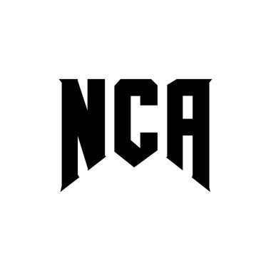 Teknoloji şirketi için NCA mektup logosu tasarımı. NCA logosu siyah-beyaz renk kombinasyonu tasarladı. NCA logosu, NCA vektörü, NCA tasarımı, NCA simgesi, NCA alfabesi. NCA tipografi logosu tasarımı