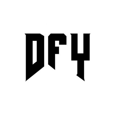 Teknoloji şirketi için DFY mektup logosu tasarımı. DFY logo tasarımı siyah ve beyaz renk kombinasyonu. DFY logosu, DFY vektörü, DFY tasarımı, DFY simgesi, DFY alfabesi. DFY tipografi logosu tasarımı