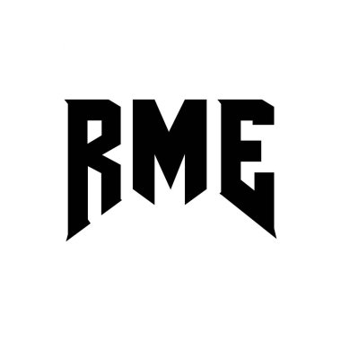 Teknoloji şirketi için RME harf logosu tasarımı. RME logosu siyah ve beyaz renk kombinasyonu tasarladı. RME logosu, RME vektörü, RME tasarımı, RME simgesi, RME alfabesi. RME tipografi logosu tasarımı