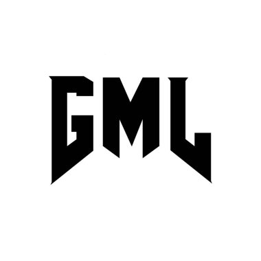 Teknoloji şirketi için GML harf logosu tasarımı. GML logo tasarımı siyah ve beyaz renk kombinasyonu. GML logosu, GML vektörü, GML tasarımı, GML simgesi, GML alfabesi. GML tipografi logo tasarımı