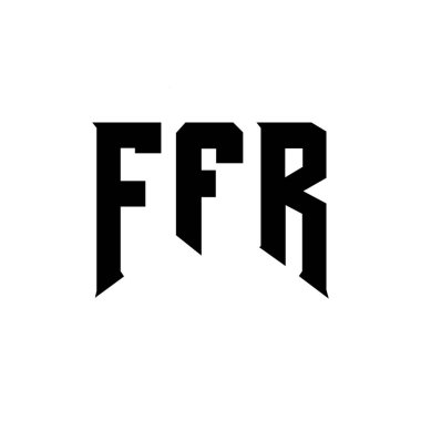 Teknoloji şirketi için FFR harf logosu tasarımı. FFR logo tasarımı siyah ve beyaz renk kombinasyonu. FFR logosu, FFR vektörü, FFR tasarımı, FFR simgesi, FFR alfabesi. FFR tipografi logosu tasarımı