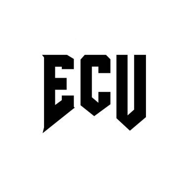 Teknoloji şirketi için ECU mektup logosu tasarımı. ECU logosu siyah-beyaz renk kombinasyonu tasarladı. ECU logosu, ECU vektörü, ECU dizaynı, ECU simgesi, ECU alfabesi. ECU tipografi logosu tasarımı