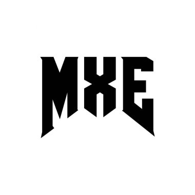 Teknoloji şirketi için MXE harf logosu tasarımı. MXE logo tasarımı siyah ve beyaz renk kombinasyonu. MXE logosu, MXE vektörü, MXE tasarımı, MXE simgesi, MXE alfabesi. MXE tipografi logosu tasarımı