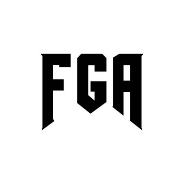 Teknoloji şirketi için FGA mektup logosu tasarımı. FGA logo tasarımı siyah-beyaz renk kombinasyonu. FGA logosu, FGA vektörü, FGA tasarımı, FGA simgesi, FGA alfabesi. FGA tipografi logosu tasarımı