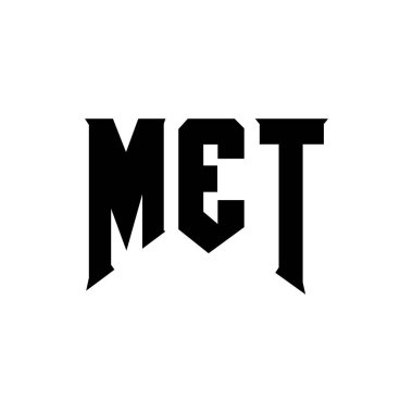 Teknoloji şirketi için MET mektup logosu tasarımı. MET logo tasarımı siyah ve beyaz renk kombinasyonu. Met logosu, met vektörü, met tasarımı, met simgesi, met alfabesi. MET tipografi logosu tasarımı
