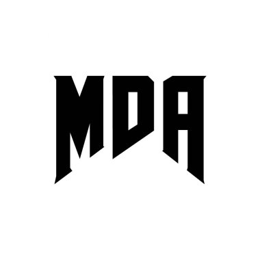 Teknoloji şirketi için MDA mektup logosu tasarımı. MDA logo tasarımı siyah-beyaz renk kombinasyonu. MDA logosu, MDA vektörü, MDA tasarımı, MDA simgesi, MDA alfabesi. MDA tipografi logosu tasarımı