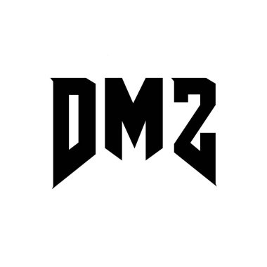 Teknoloji şirketi için DMZ harf logosu tasarımı. DMZ logo tasarımı siyah ve beyaz renk kombinasyonu. DMZ logosu, DMZ vektörü, DMZ tasarımı, DMZ simgesi, DMZ alfabesi. DMZ tipografi logosu tasarımı