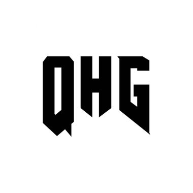 Teknoloji şirketi için QHG harf logosu tasarımı. QHG logo tasarımı siyah ve beyaz renk kombinasyonu. QHG logosu, QHG vektörü, QHG tasarımı, QHG simgesi, QHG alfabesi. QHG tipografi logosu tasarımı