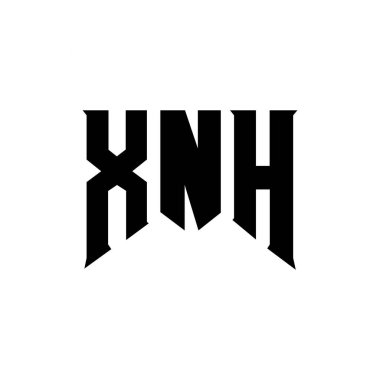 XNH letter logo design for technology company. XNH logo design black and white color combination. XNH logo, XNH vector, XNH design, XNH icon, XNH alphabet. XNH typography logo design clipart