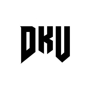 Teknoloji şirketi için DKU mektup logosu tasarımı. DKU logo tasarımı siyah-beyaz renk kombinasyonu. DKU logosu, DKU vektörü, DKU tasarımı, DKU simgesi, DKU alfabesi. DKU tipografi logosu tasarımı