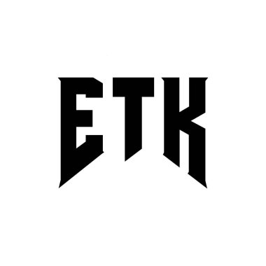Teknoloji şirketi için ETK mektup logosu tasarımı. ETK logo tasarımı siyah-beyaz renk kombinasyonu. ETK logosu, ETK vektörü, ETK tasarımı, ETK simgesi, ETK alfabesi. ETK tipografi logosu tasarımı