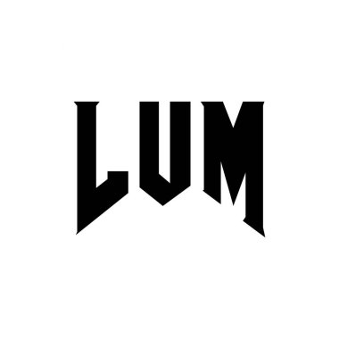 Teknoloji şirketi için LUM harf logosu tasarımı. LUM logo tasarımı siyah ve beyaz renk kombinasyonu. LUM logosu, LUM vektörü, LUM tasarımı, LUM simgesi, LUM alfabesi. LUM tipografi logosu tasarımı
