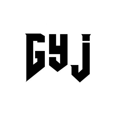 Teknoloji şirketi için GYJ mektup logosu tasarımı. GYJ logo tasarımı siyah ve beyaz renk kombinasyonu. GYJ logosu, GYJ vektörü, GYJ tasarımı, GYJ simgesi, GYJ alfabesi. GYJ tipografi logosu tasarımı
