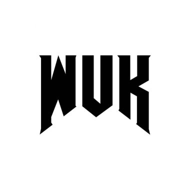 WUK letter logo design for technology company. WUK logo design black and white color combination. WUK logo, WUK vector, WUK design, WUK icon, WUK alphabet. WUK typography logo design clipart