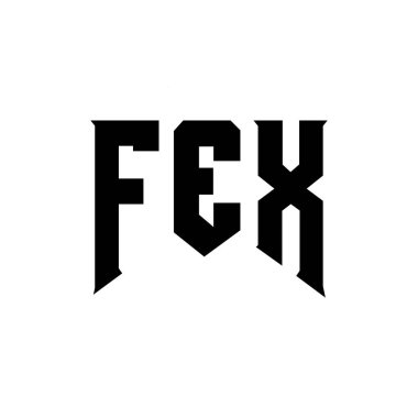 Teknoloji şirketi için FEX mektup logosu tasarımı. FEX logosu siyah-beyaz renk kombinasyonu tasarladı. FEX logosu, FEX vektörü, FEX tasarımı, FEX simgesi, FEX alfabesi. FEX tipografi logosu tasarımı