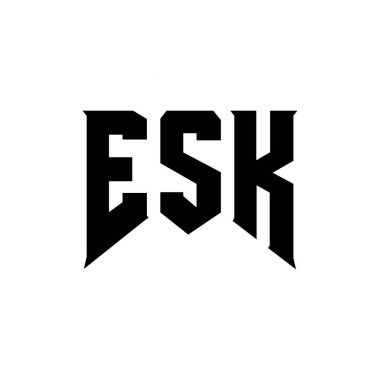 Teknoloji şirketi için ESK mektup logosu tasarımı. ESK logo tasarımı siyah-beyaz renk kombinasyonu. ESK logosu, ESK vektörü, ESK tasarımı, ESK simgesi, ESK alfabesi. ESK tipografi logosu tasarımı