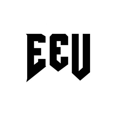 Teknoloji şirketi için EEU mektup logosu tasarımı. EEU logosu siyah-beyaz renk kombinasyonu tasarladı. EEU logosu, EEU vektörü, EEU tasarımı, EEU simgesi, EEU alfabesi. EEU tipografi logosu tasarımı