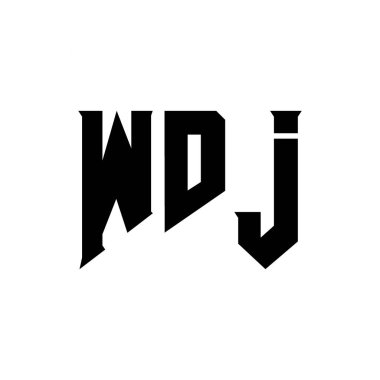Teknoloji şirketi için WDJ mektup logosu tasarımı. WDJ logo tasarımı siyah ve beyaz renk kombinasyonu. WDJ logosu, WDJ vektörü, WDJ tasarımı, WDJ simgesi, WDJ alfabesi. WDJ tipografi logosu tasarımı
