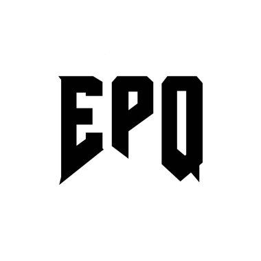 Teknoloji şirketi için EPQ harf logosu tasarımı. EPQ logo tasarımı siyah ve beyaz renk kombinasyonu. EPQ logosu, EPQ vektörü, EPQ tasarımı, EPQ simgesi, EPQ alfabesi. EPQ tipografi logosu tasarımı