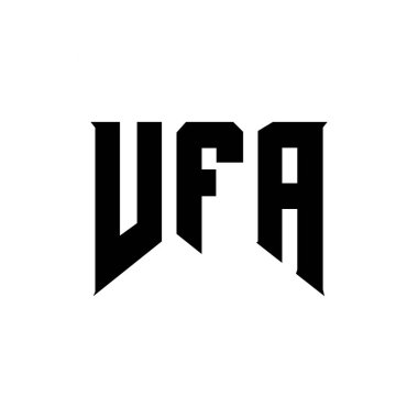Teknoloji şirketi için VFA mektup logosu tasarımı. VFA logo tasarımı siyah-beyaz renk kombinasyonu. VFA logosu, VFA vektörü, VFA tasarımı, VFA simgesi, VFA alfabesi. VFA tipografi logosu tasarımı