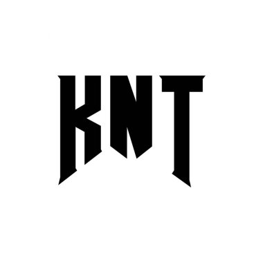 Teknoloji şirketi için KNT harf logosu tasarımı. KNT logo tasarımı siyah ve beyaz renk kombinasyonu. KNT logosu, KNT vektörü, KNT tasarımı, KNT simgesi, KNT alfabesi. KNT tipografi logosu tasarımı