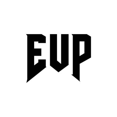 Teknoloji şirketi için EUP mektup logosu tasarımı. EUP logo tasarımı siyah ve beyaz renk kombinasyonu. EUP logosu, EUP vektörü, EUP tasarımı, EUP simgesi, EUP alfabesi. EUP tipografi logosu tasarımı