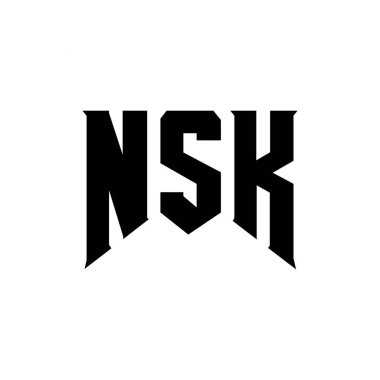 Teknoloji şirketi için NSK mektup logosu tasarımı. NSK logo tasarımı siyah ve beyaz renk kombinasyonu. NSK logosu, NSK vektörü, NSK tasarımı, NSK simgesi, NSK alfabesi. NSK tipografi logosu tasarımı