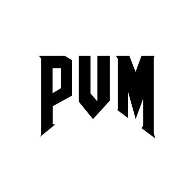 Teknoloji şirketi için PVM mektup logosu tasarımı. PVM logo tasarımı siyah ve beyaz renk kombinasyonu. PVM logosu, PVM vektörü, PVM tasarımı, PVM simgesi, PVM alfabesi. PVM tipografi logosu tasarımı