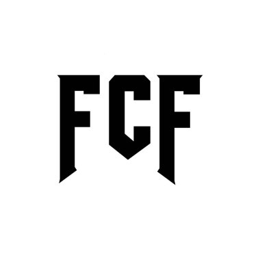 Teknoloji şirketi için FCF mektup logosu tasarımı. FCF logo tasarımı siyah ve beyaz renk kombinasyonu. FCF logosu, FCF vektörü, FCF tasarımı, FCF simgesi, FCF alfabesi. FCF tipografi logosu tasarımı