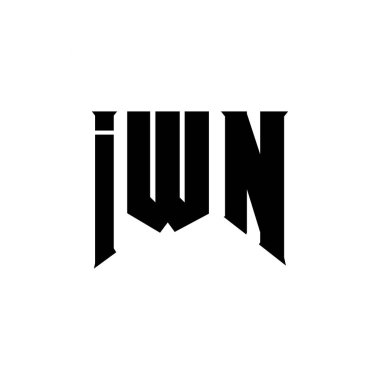 Teknoloji şirketi için IWN mektup logosu tasarımı. IWN logo tasarımı siyah ve beyaz renk kombinasyonu. IWN logosu, IWN vektörü, IWN tasarımı, IWN simgesi, IWN alfabesi. IWN tipografi logosu tasarımı