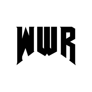Teknoloji şirketi için WWR harf logosu tasarımı. WWR logo tasarımı siyah ve beyaz renk kombinasyonu. WWR logosu, WWR vektörü, WWR tasarımı, WWR simgesi, WWR alfabesi. WWR tipografi logosu tasarımı