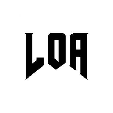 Teknoloji şirketi için LOA mektup logosu tasarımı. LOA logo tasarımı siyah ve beyaz renk kombinasyonu. Logo, LOA vektörü, LOA tasarımı, LOA simgesi, LOA alfabesi. LOA tipografi logosu tasarımı