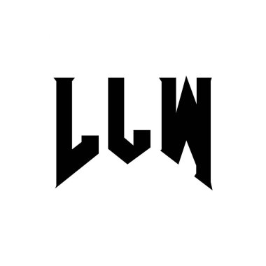 Teknoloji şirketi için LLW harf logosu tasarımı. LLW logo tasarımı siyah ve beyaz renk kombinasyonu. LLW logosu, LLW vektörü, LLW tasarımı, LLW simgesi, LLW alfabesi. LLW tipografi logosu tasarımı