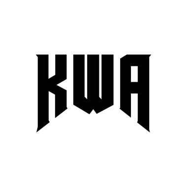 Teknoloji şirketi için KWA mektup logosu tasarımı. KWA logo tasarımı siyah ve beyaz renk kombinasyonu. KWA logosu, KWA vektörü, KWA tasarımı, KWA simgesi, KWA alfabesi. KWA tipografi logosu tasarımı