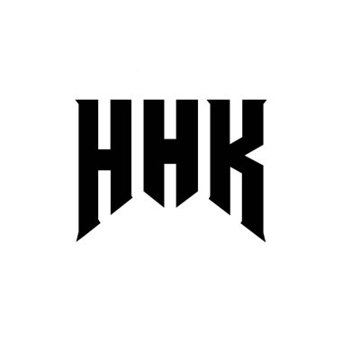 Teknoloji şirketi için HHK mektup logosu tasarımı. HHK logo tasarımı siyah-beyaz renk kombinasyonu. HHK logosu, HHK vektörü, HHK tasarımı, HHK simgesi, HHK alfabesi. HHK tipografi logosu tasarımı