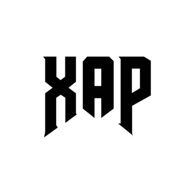Teknoloji şirketi için XAP mektup logosu tasarımı. XAP logo tasarımı siyah ve beyaz renk kombinasyonu. XAP logosu, XAP vektörü, XAP tasarımı, XAP simgesi, XAP alfabesi. XAP tipografi logosu tasarımı
