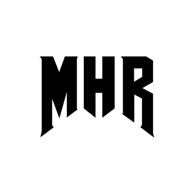 Teknoloji şirketi için MHR harf logosu tasarımı. MHR logosu siyah-beyaz renk kombinasyonu tasarladı. MHR logosu, MHR vektörü, MHR tasarımı, MHR simgesi, MHR alfabesi. MHR tipografi logosu tasarımı