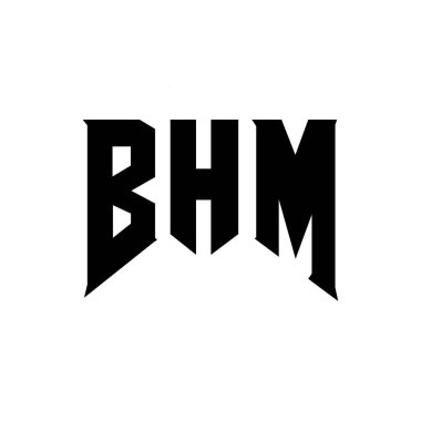 Teknoloji şirketi için BHM mektup logosu tasarımı. BHM logo tasarımı siyah ve beyaz renk kombinasyonu. BHM logosu, BHM vektörü, BHM tasarımı, BHM simgesi, BHM alfabesi. BHM tipografi logosu tasarımı.