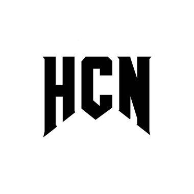 HCN letter logo design for technology company. HCN logo design black and white color combination. HCN logo, HCN vector, HCN design, HCN icon, HCN alphabet. HCN typography logo design clipart