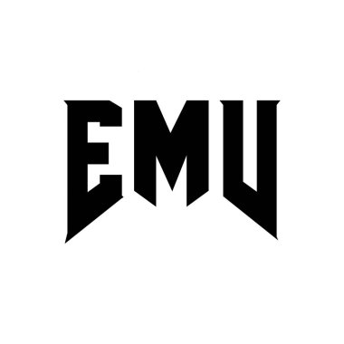 Teknoloji şirketi için EMV mektup logosu tasarımı. EMV logo tasarımı siyah ve beyaz renk kombinasyonu. EMV logosu, EMV vektörü, EMV tasarımı, EMV simgesi, EMV alfabesi. EMV tipografi logosu tasarımı