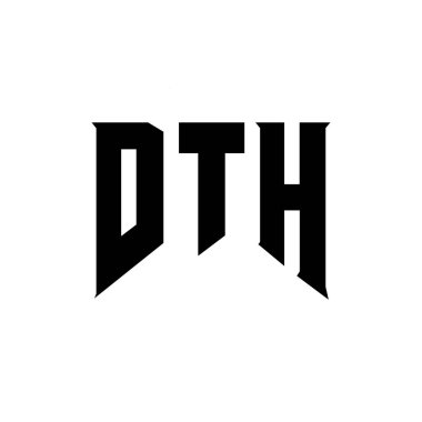 DTH letter logo design for technology company. DTH logo design black and white color combination. DTH logo, DTH vector, DTH design, DTH icon, DTH alphabet. DTH typography logo design clipart